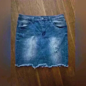 KanCan Distressed Denim Skirt